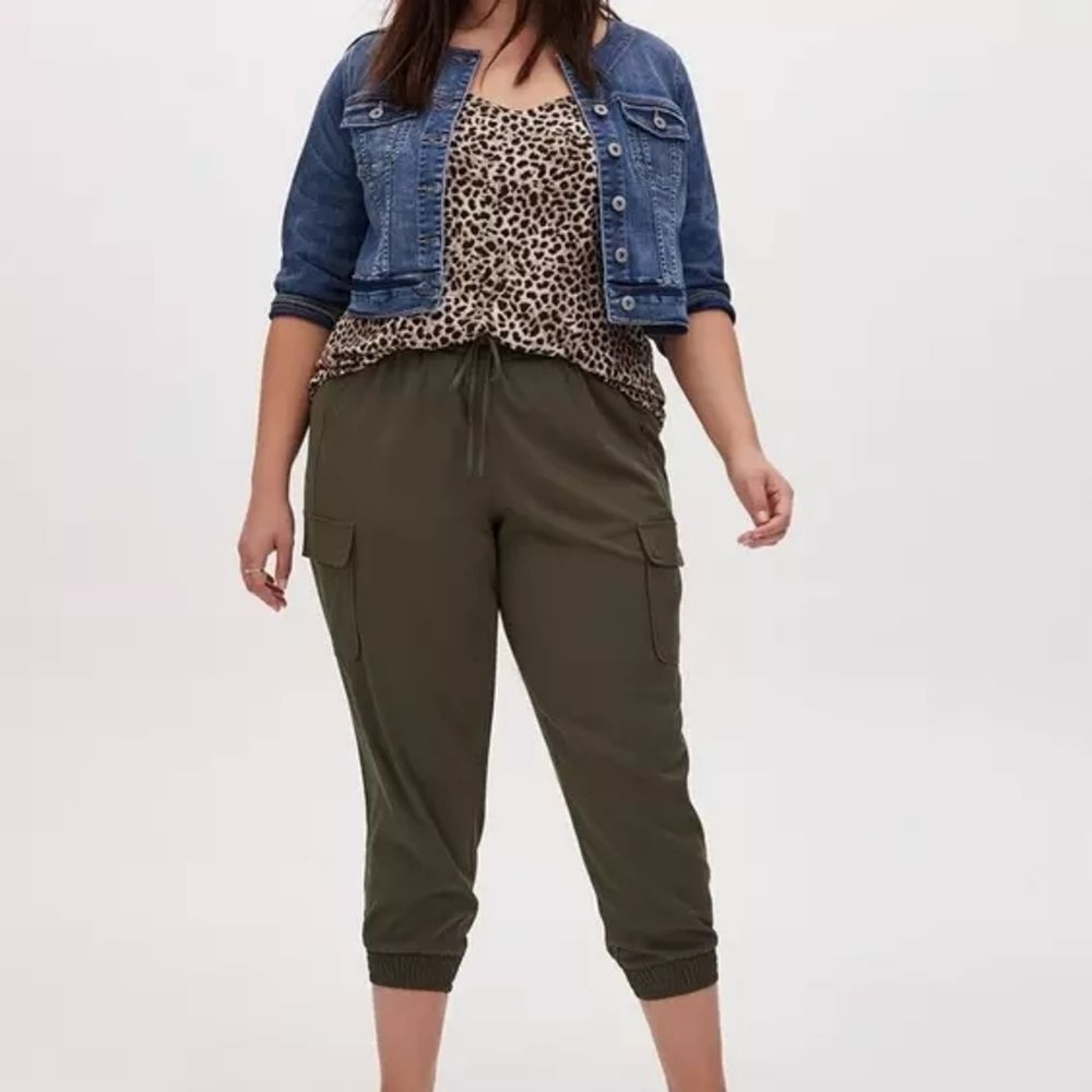 Torrid Olive Green Cargo Jogger Pants with Drawstring Waist